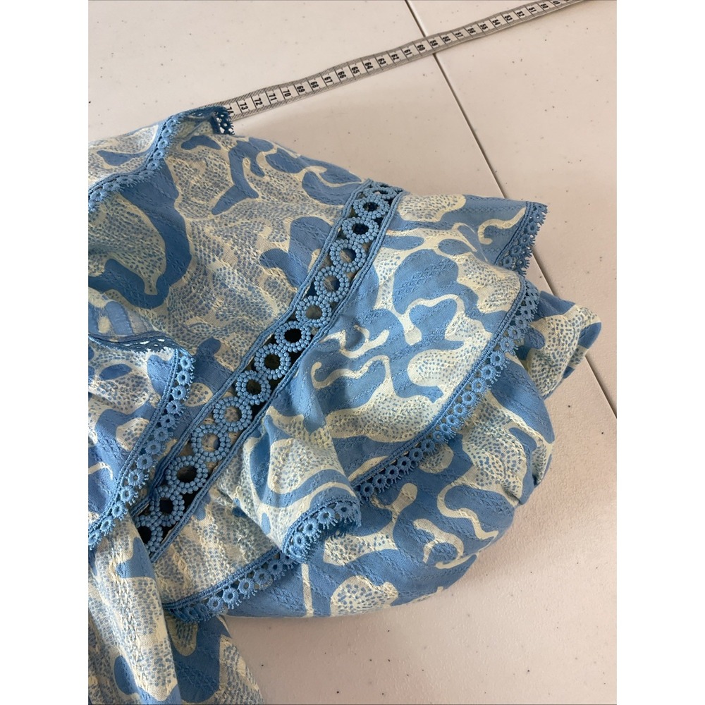 New Diane von furstenberg Oliver ruffled eylet midi dress blue Size 10 - Picture 6 of 11